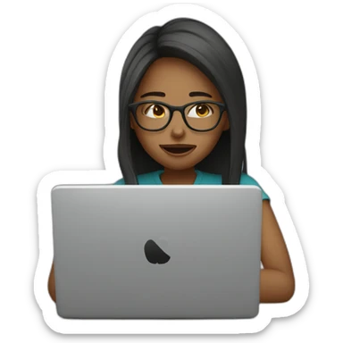 girl wearing glasses using laptop about to cry sticker