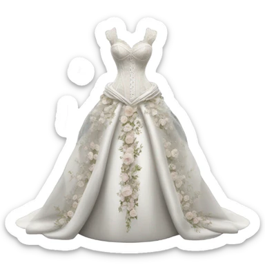 Hyper Realistic ornate corset Wedding dress displays with flowers  sticker