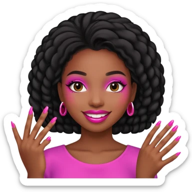 Smiley black girl with nails and pink lipstick  sticker