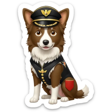 Border collie marrom usando equipamento militar full body sticker