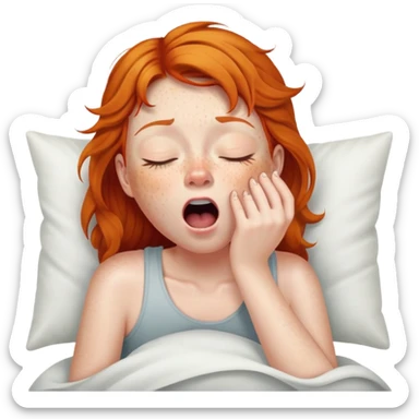 Ginger girl trying to wake up in early morning sticker