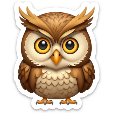 owl shocked expression feathers puffed sticker