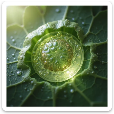 realistic chloroplast at the cellular level showing the process of photosynthesis inside the leaf, no background, transparent sticker