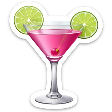 Cosmopolitan drink with a small lime decorating it sticker