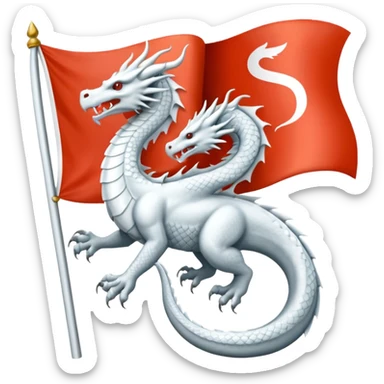 Create a flag with a red background and a white dragon like the red dragon of the welsh flag, but instead of back legs it has just a tail. This is the flag of the Anglo-Saxons sticker