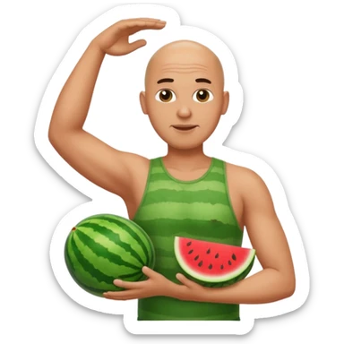 A bald guy carrying watermelons in the armpits sticker