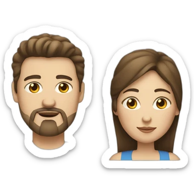 over weight couple, woman with brunette hair and man with goatee sticker