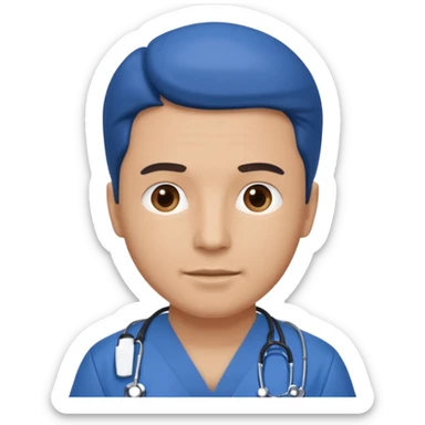 men doctor with wear blue scrub sticker