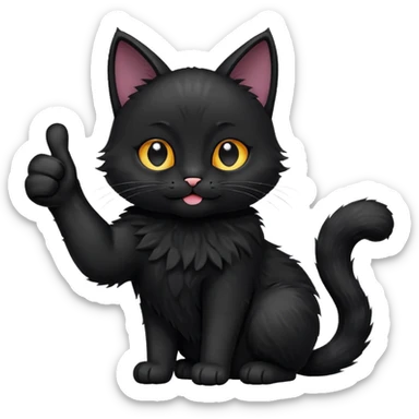 Black Cat paw giving a thumbs up sticker