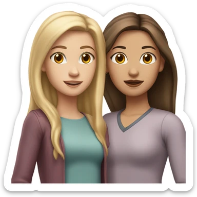 A blonde white skin sister and a brunette white skin sister together sticker