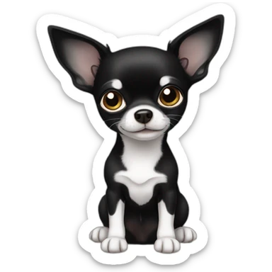 Black Chihuahua whit white sticker