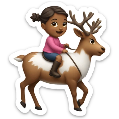 2 year old baby girl riding a reindeer  sticker