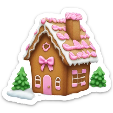 Gingerbread house with a pink bow  sticker