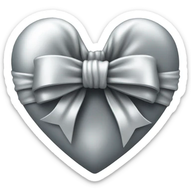 bow of a silver heart sticker