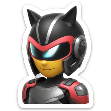 black sonic con un casco creado por la cascara de una sandia sticker