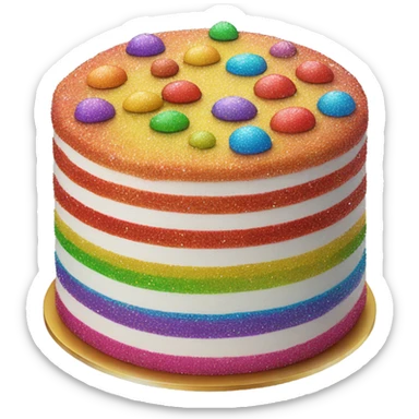 Realistic cake with colorful glitter sticker
