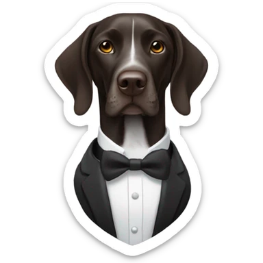German shorthair pointer with a tuxedo on sticker