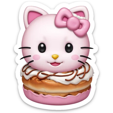 my emoji is hellokitty with cinnamon roll sticker