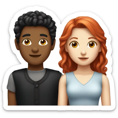 "Emoji of a fair-skinned boy with black hair and a fair-skinned girl with red hair." sticker
