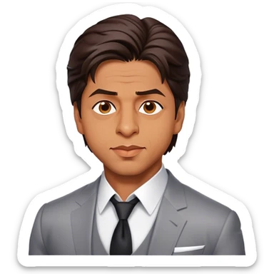 Cinematic Realistic Shah Rukh Khan Pop Culture Emoji, showcasing the charismatic charm of the Bollywood superstar rendered with lifelike detail and captivating lighting. sticker