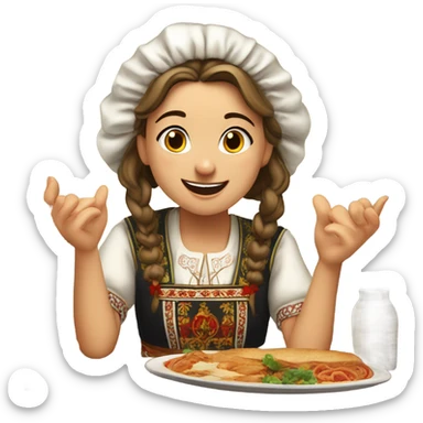 Crazy Serbian girl eating sticker