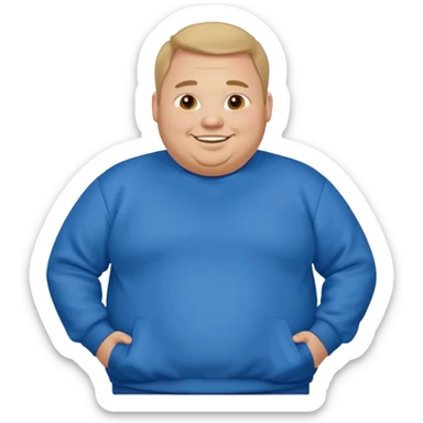 fat man wearing blue sweatshirt sticker