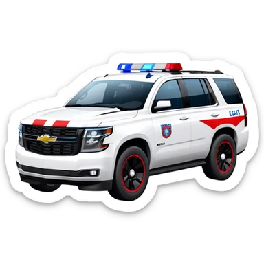 Emergency Response SUV - Chevrolet Tahoe (Model Year: 2021) (Iconic colour: White with red/blue sirens) sticker