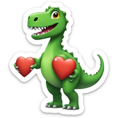 dinosaure holding a heart sticker