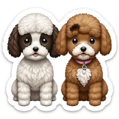 2 dogs. One is a mini poodle brown and the other one is a shitzu black with minimal white. sticker