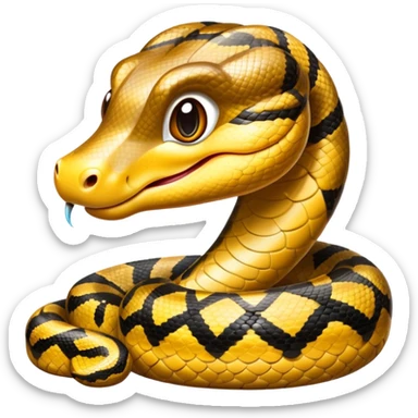 cinematic-cute-anaconda-portrait-emoji,-head-tilted-playfully-and-inquisitively,-with-a-sleek,-shimmering-body-adorned-with-detailed-scale-sriped patterns-and-round,-sparkling-eyes-full-of-wonder,-simplified-yet-irresistibly-adorable-features sticker