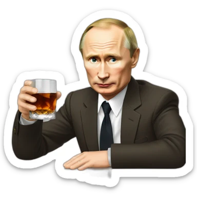 Putin drinking Kizlyar brandy sticker