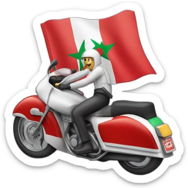 quelqu'un sur une moto avec le drapeau du Maroc derrière sticker