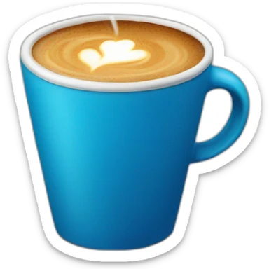 hot coffee in a blue cup sticker