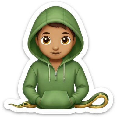 cute snake in green hoodie sticker