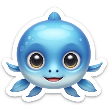very cute aesthetic underwater creature with big shiny eyes, soft colors, friendly smile, especially charming sticker