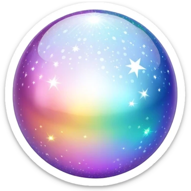  White sparkly glittery iridescent colorful transparent ball sphere orb sticker