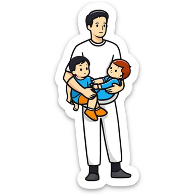 White man holding a child, parent and child sticker