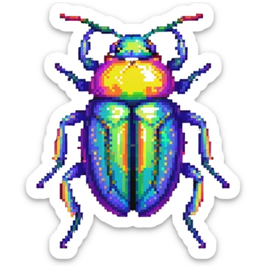 Iridescent beetle with shimmering shell and rainbow colors sticker