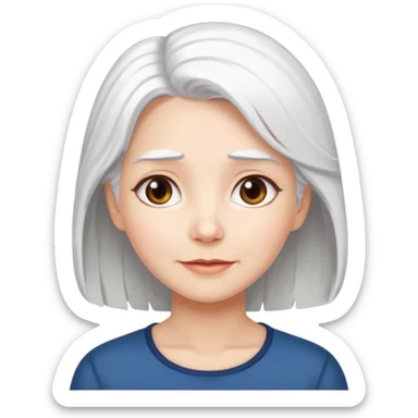 pure white hair, cute mature girl sticker