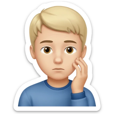 boy really thinking and focused sticker