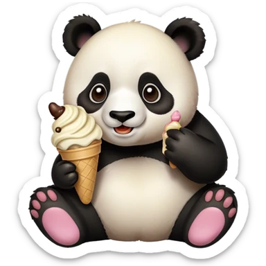 Panda eating ice cream sticker