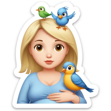 Pregnant girl with bird on her head  sticker
