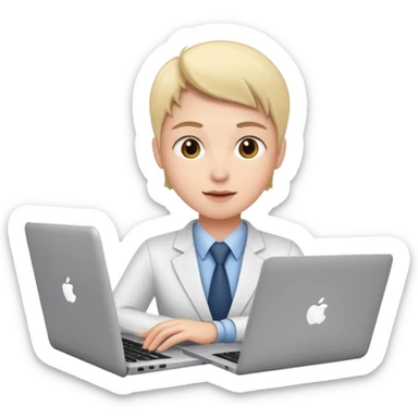 Corporate employee on a laptop learning training sticker
