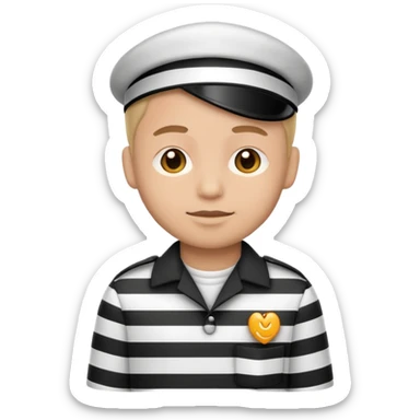 cartoon prisoner in striped uniform, simple emoji style sticker