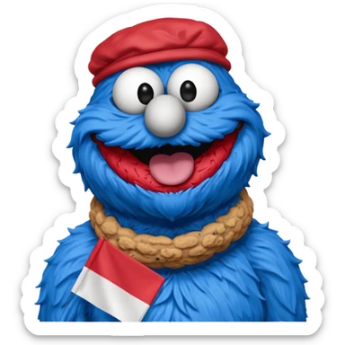cookie monster bust, with french flag, only one flag,  sticker