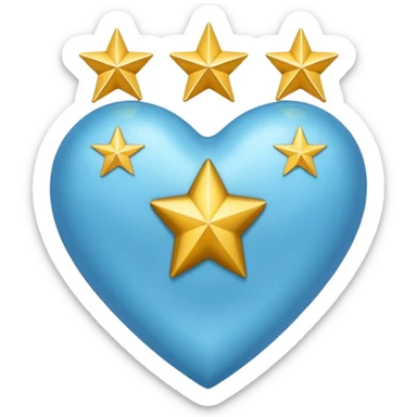 lightblue heart whit 3 stars pointing sticker