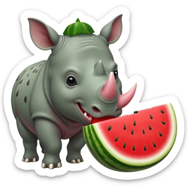 rhino eating watermelon sticker
