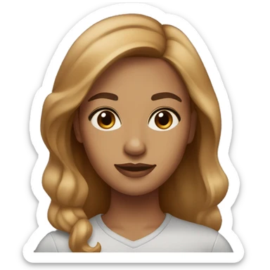 woman caramel skin light brow hair and light brown eyes, medium lenght hair sticker
