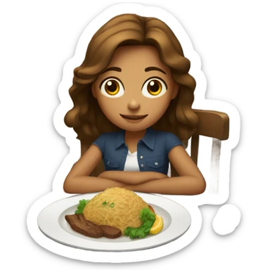 Brown hair Girl dinner sticker