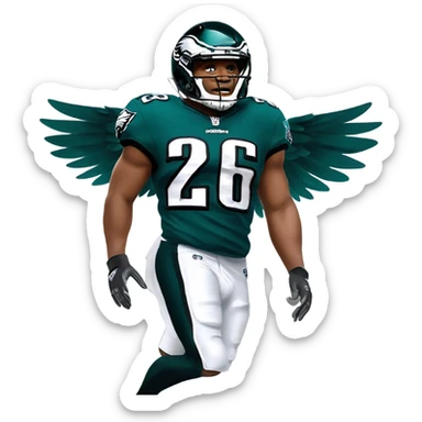 Philadelphia Eagles running back Saquon Barkley number 26 with the eagle wings sticker